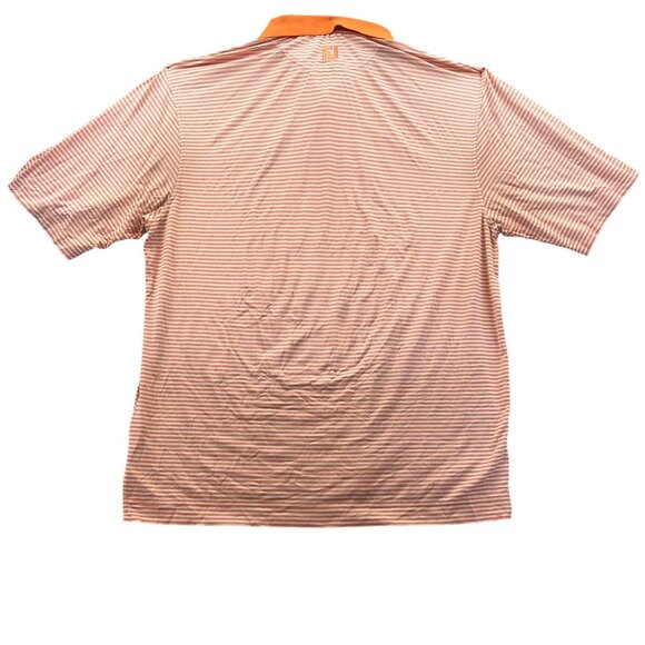 FootJoy Mens Polo Shirt XL Short Sleeve Casual Orange Striped Golf Performance - Picture 2 of 11